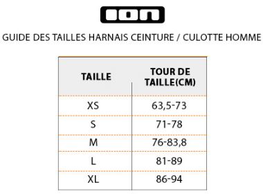 Guide taille harnais ION 